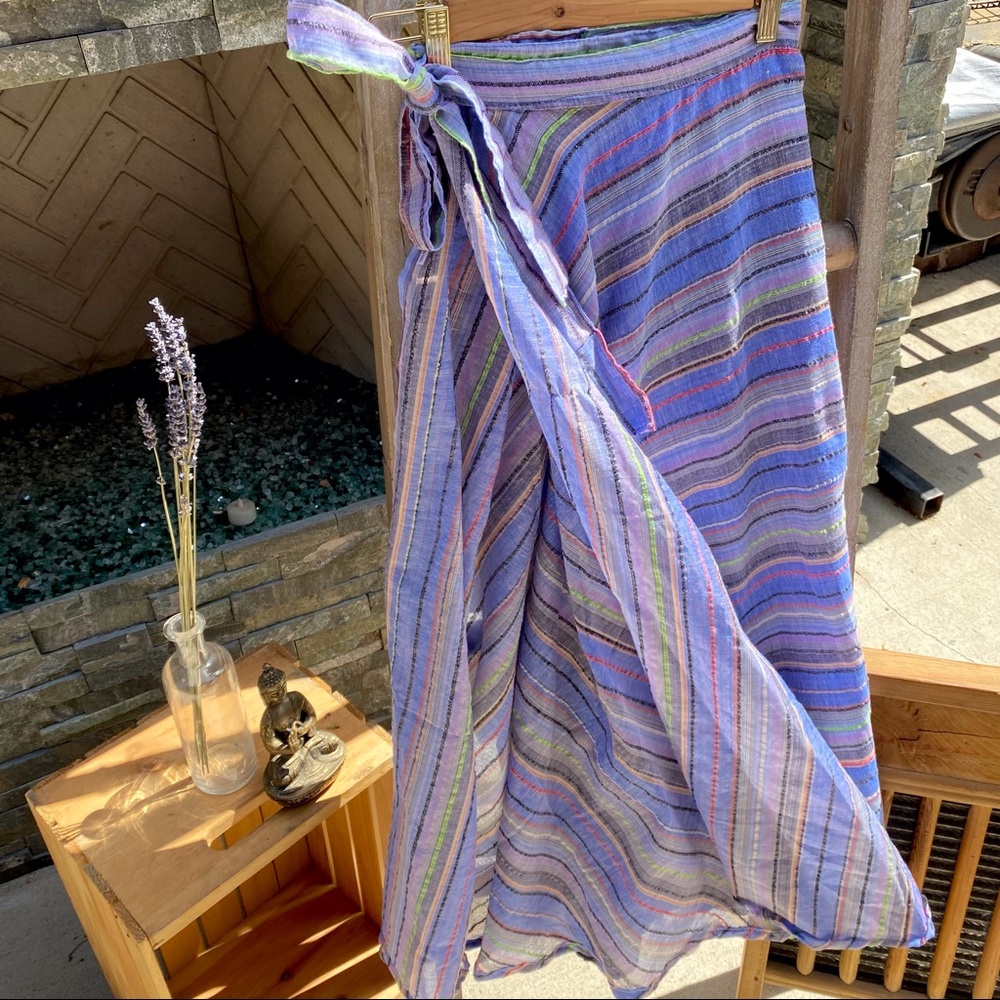 🆕🆕🆕✨BOHO STRIPED WRAP SKIRT SARONG FROM INDIA - Picture 4 of 9